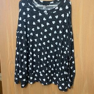 Lane Bryant Charcoal Heart Print Sweatshirt